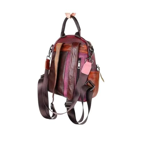 Sac à dos patchwork en cuir de vachette haut de gamme pour femme