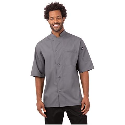 Chef Works Mens Vsssgbcl Chef s Jacket, Dark Gray W/ Black Contrast, L UK Cover