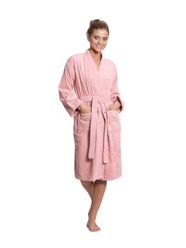 Image of Turkuoise Soft & Absorbent Towel Robe, 100% Cotton Turkish Terry Cloth Kimono Bathrobes for Women