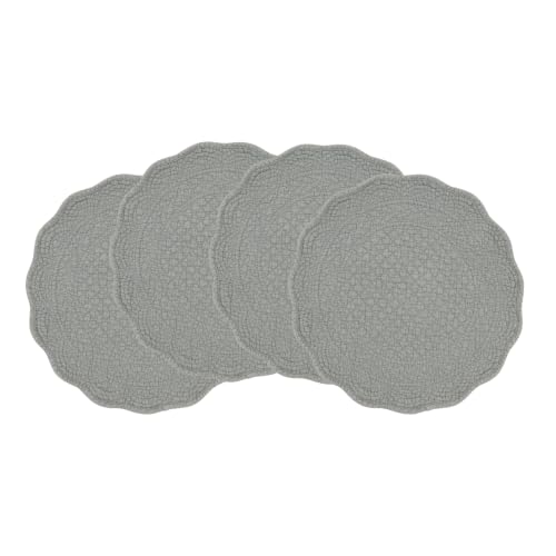 Sets de table matelassés en coton bleu-gris protégeant votre table de salle à manger