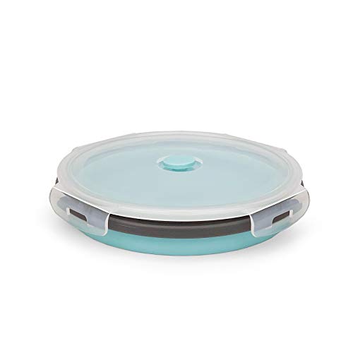 Cartints 1200Ml Large Collapsible Meal Prep Containers, Reusable Silicone Food Storage Containers, Stackable Fridge Storage Containers, With Leakproof Lids, Microwave And Freezer Safe, Blue #TOP2