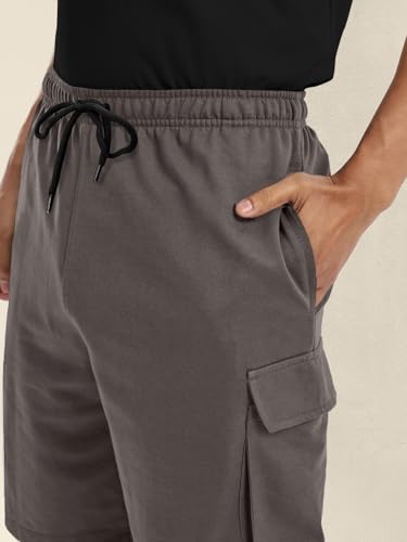 Image of Pinkmint Cargo Shorts for Men Pack of 2 Cotton Lycra Training Gym Shorts for Men Casual Workout Lightweight Summer Shorts with Dual Side Pockets Half Pant for Running, Gym, Walking, Travel