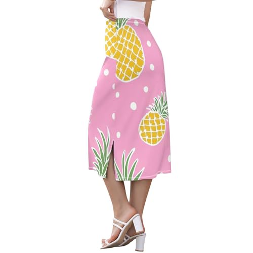 Women's Flowy Elastic Skirts Midi Length Beach Skirt with Slit2