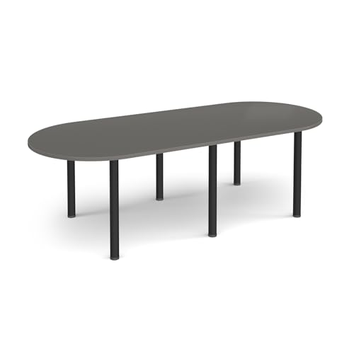 Mr Office Radial end meeting table with 6 radial legs - black legs, Onyx Grey
