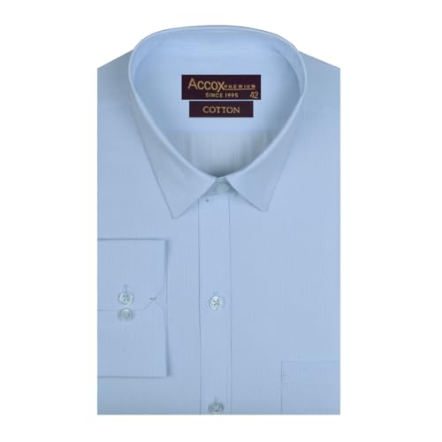 Image of ACCOX Men's Cotton Full Sleeves Regular Fit Winter Wear Self Design Plain Formal Shirt for Men (GCR296)