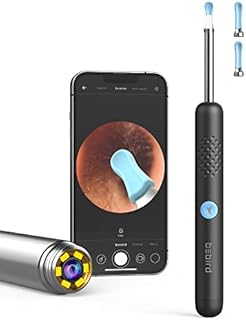 BEBIRD® R1 Ear Wax Removal Tool with Otoscope 1080P, Ear Cleaner with 2 Sprial Silicone Ear Scoops, Ear Camera with 6 LED Light for Ear Cleaning, Compatible with iOS, Andriod, Black