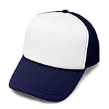DALIX Youth Trucker Hat Mesh Adjustable Blank Cap Snapback in Navy Blue and White