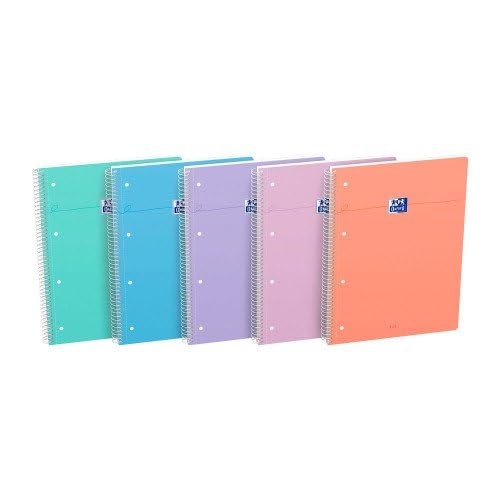Oxford Cahiers spirales Smart 23 x 29,7 cm - Petits carreaux - 160 pages (lot de 5)