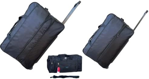 X Factor TWO Rolling 30" Duffel Bag Large Adjustable 60 Lb Capacity Each with Wheels, Telescopic Handle, Upright Rolling Travel Duffle Bag Expandable with Multi Pockets Lightweight Luggage Set (Black)