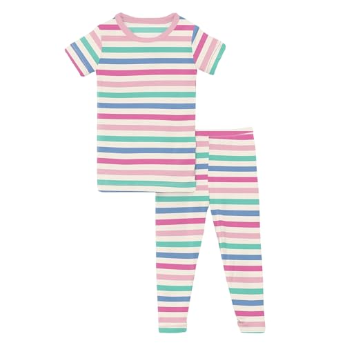 KicKee Pants Print Short Sleeve Pajama Set (Toddler/Little Kids/Big Kids) Skip to My Lou Stripe 5 (Little Kid)
