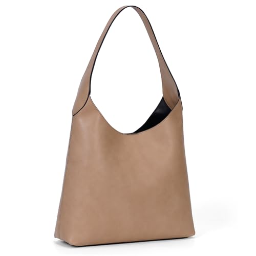 HICARRY Hobo Shoulder Slouch Bag, Faux Leather Plain Tote Bag, Structured Women's Shoulder Bags Retro Ladies Handbags for Travel School College Work Everyday
