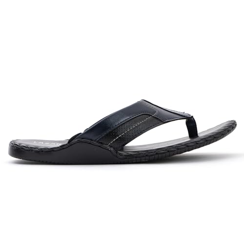 Image of Lazard by Khadim's Synthetic Leather PVC Sole Navy Slip-Ons for Men
