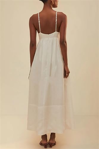 Image of Yuemengxuan Boho Maxi Dresses for Women Spaghetti Strap Flowy Smocked Long Dress Casual Summer Vacation Beach Maxi Dress