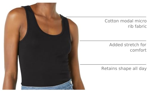 Image of Amazon Essentials Women's Slim-Fit Ribbed Scoop Neck Tank Tops, Pack of 2