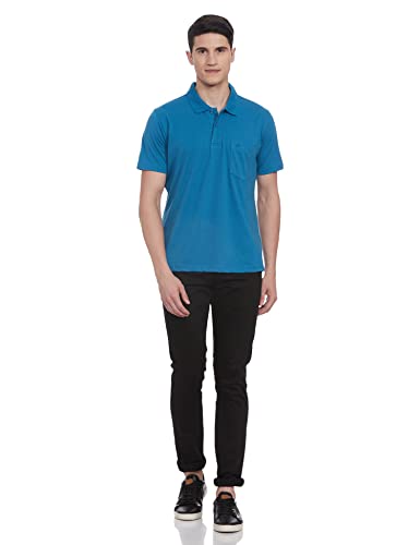 Image of Monte Carlo Mens S.Blue Plain Collar T-Shirt |22203401-167