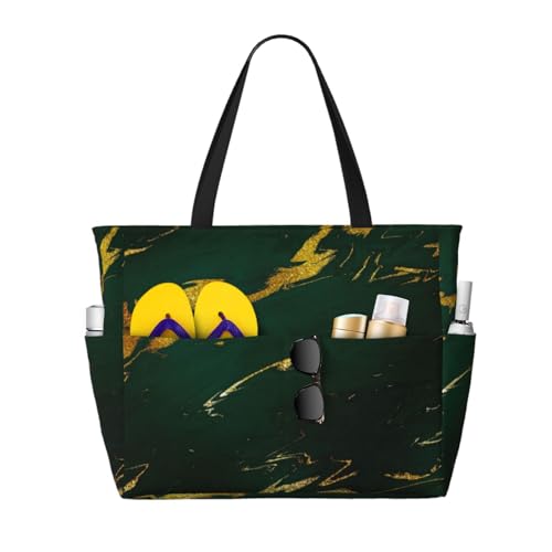 Sac de plage marbre émeraude doré : l'accessoire chic et grand format