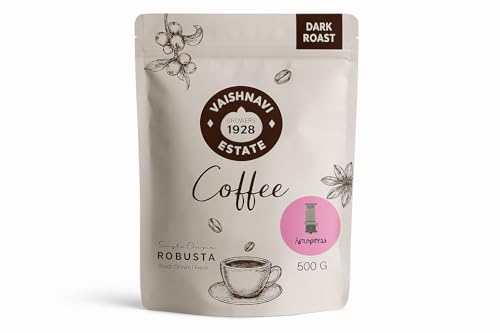 Image of Vaishnavi Estate's Dark Roast Robusta Coffee | Single Origin | Shade Grown | Freshly Roasted & Ground | Aeropress - 500g, Pack Of 1