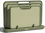 SMIRLY Plastic Cutting Board Set with Holder, Non-Slip Chopping Boards for Kitchen, Dishwasher Safe, Essential Kitchen Gadgets, 3 Pack, Green