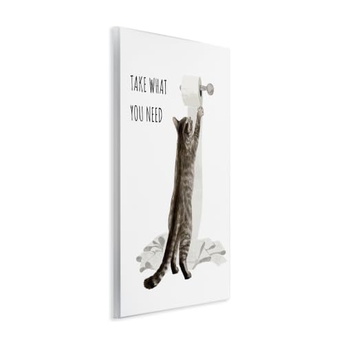 Image of Funny Cat Bathroom Comic, 10 x 15 Inch Mounted Print on Wall Plaque
