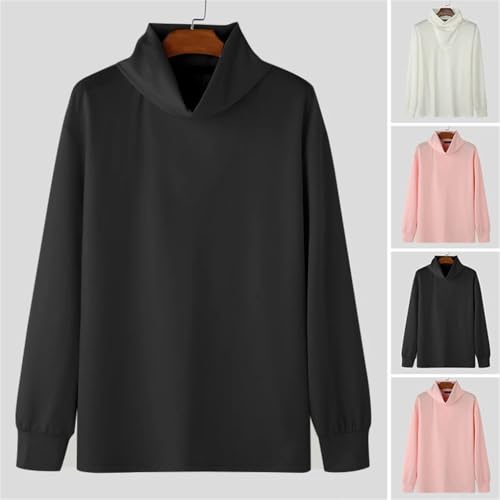 Men's High Neck Bright Color Casual Pullover Sweater Solid Color Casual Loose Oversized Sweater2