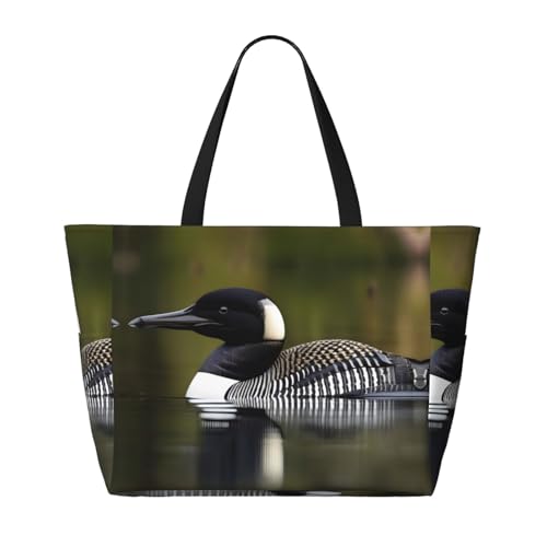Sac à bandoulière imperméable grand format imprimé oiseau loon - 2