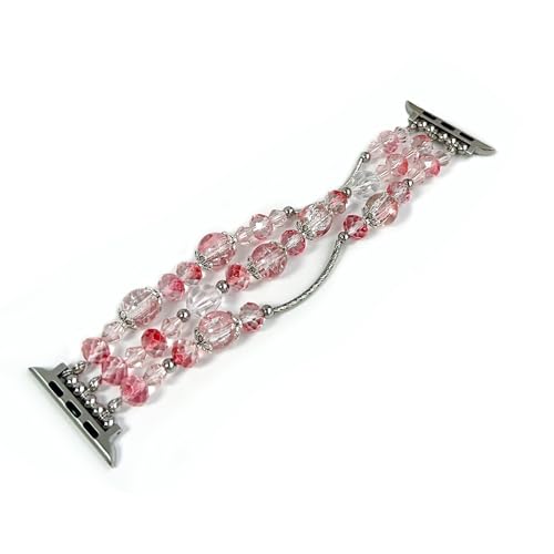 Bracelet Compatible avec Apple Watch, 38mm 40mm 41mm, Série 10 9 8 7 6 5 4 3 2 1, SE Ultra, Bracelet en métal avec perles de cristal en forme de flèche (ROSE, 42/44/45/46/49)