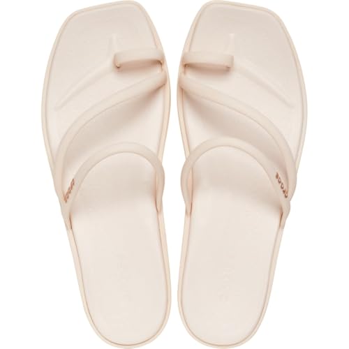 Image of Crocs Women's Miami Toe Loop Sandals | Square Toe Flat | Flexible Straps | Croslite Foam Footbed