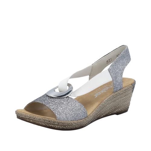 Image of Rieker 624H6 Fanni Women's Wedge Sandals - Lightweight, Comfortable and Supportive - Slip On Sandals with Cushioned Insole and High Wedge for Everyday Stylish Wear