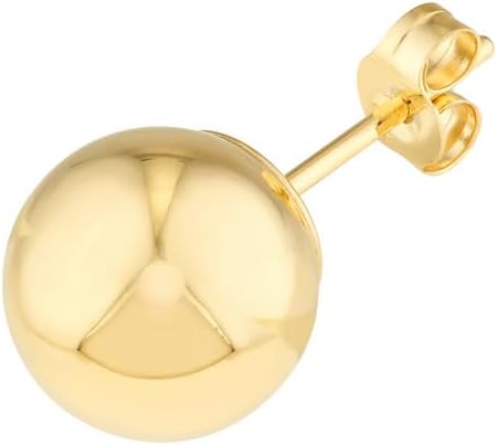 14k Yellow Gold Lite Weight Ball Stud Earrings Ball Earring for Women in