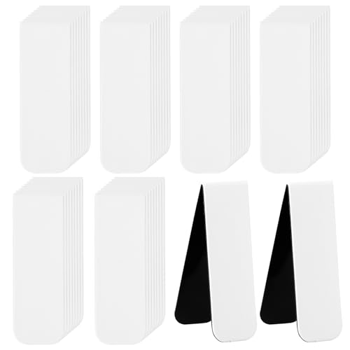 48 Pieces White Magnetic Bookmarks Book Marker Clip Sublimation Bookmarks Magnetic Page Markers Clips for Kids Students Teachers Classroom Office Reading Book Lovers Supplies