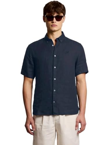 Lyle & Scott SS Woven Shirts Camisa de lino de manga corta, Carbono X898, M