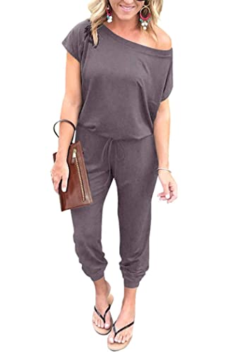 Image of PRETTYGARDEN Jumpsuits for Women 2026 Summer Dressy Off Shoulder Romper Spring Vacation Travel Lounge Outfits Clothes