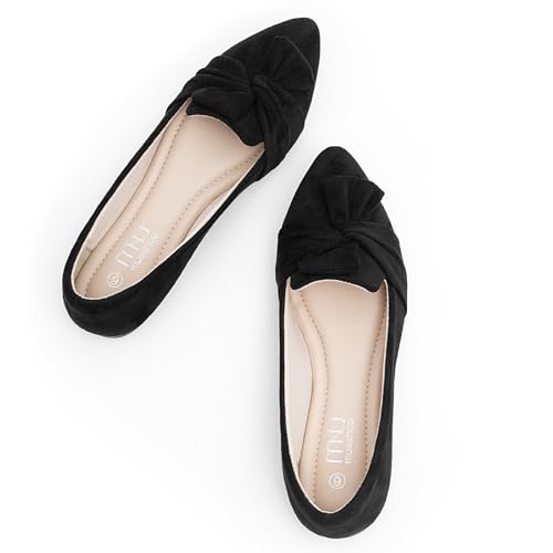 Image of MUSSHOE Comfortable Office Flats for Women: Pointed Toe Work Shoes with Memory Foam - Dressy Business Casual Slip On Flats for Commute & All Day Wear