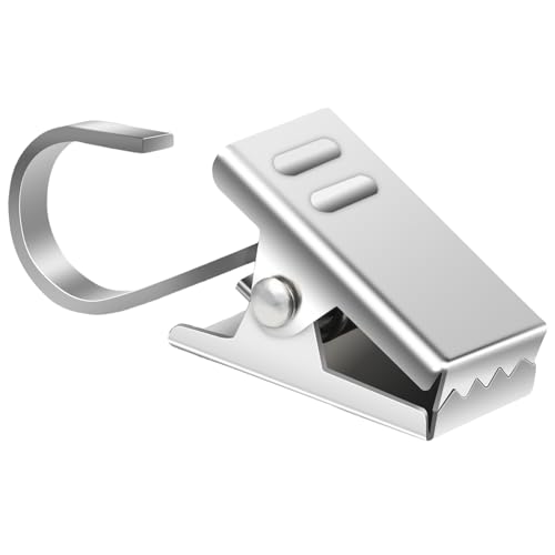 Manysky Curtain Clips Hooks, 25 Pack 430 Stainless Steel Drapery S Hooks Clips for Hanging Christmas String Lights Party Decoration, Art Craft Display, Wire Gutter Tent Camper Awning Hangers, Silver