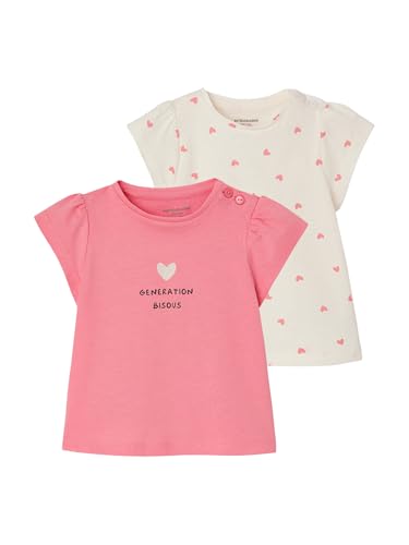 Vertbaudet 2er-Pack Baby T-Shirts mit Fantasie-Print, Mädchen Basic rosa 74