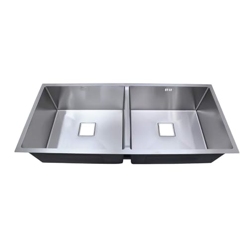 Image of HAPPY HOMES 304 Grade Double Bowl Handmade Kitchen Sink (45 inchx20 inchx10 inch)