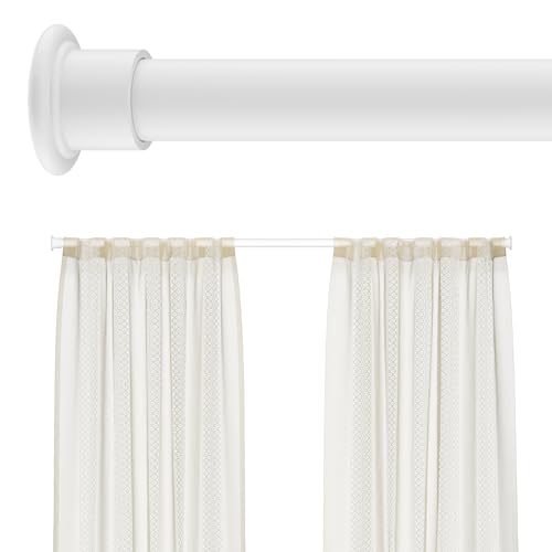 Image of Tension Curtain Rod by EZFurni, 28 to 42 Inch, Adjustable Curtain Rods No Drilling, Heavy Duty Tension Rod, Anti-Slip Spring Loaded Curtain Rods for Window, Closet, Door, White