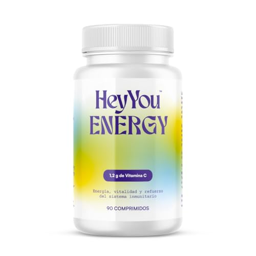 Hey You Energy Vitamina C Pura 1200 mg con Bioflavonoides – Apoyo al Sistema Inmunitario, Energía y Vitalidad – Vitaminas para el Cansancio y Antioxidantes de Alta Potencia – 90 Comprimidos