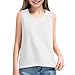 Cute Girls Tank Tops Summer Trendy Toddler Sleeveless Shirt Crop Basic Undershirts Tops for Kids Cruise Wear Clothes Going Out Vacation Outfit Toddler Girl White 6-7 Years