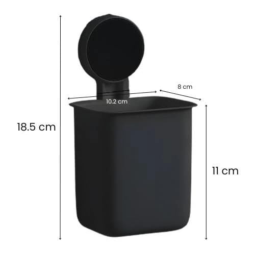 Image of SHALVI Plastic Toothbrush Holders for Bathroom | Wall Mounted Toothbrush Holder | Toothbrush Holders for Toothbrushes | Bathroom Shelf for Wall (Black Plastic thoothbrush Holder)
