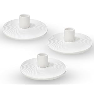 Glow Harbor Candlestick Holders – Modern Taper Candle Holders for Candlesticks – Ceramic Candle Holder Decor Home for Boho, Table Setting Decor – Candle Holders for Pillar Candles (Round)