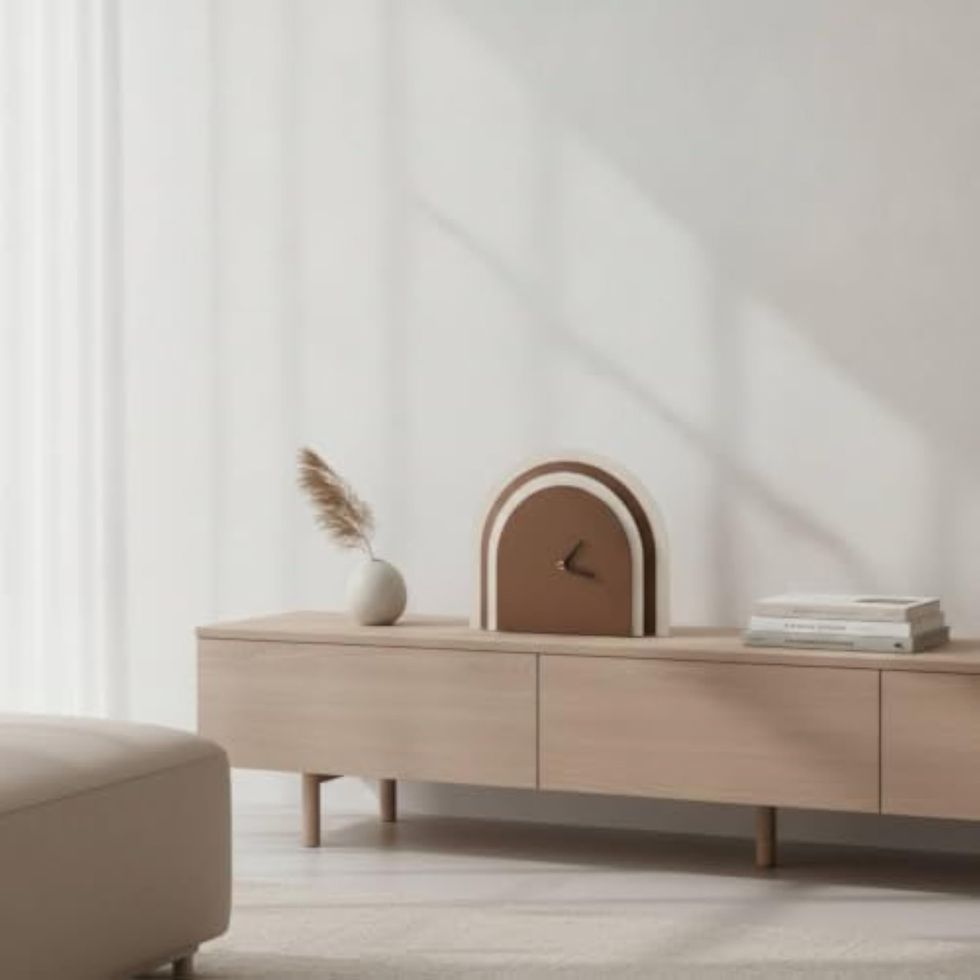 Decorative Arched Mantel Clock, Modern Minimalist Design