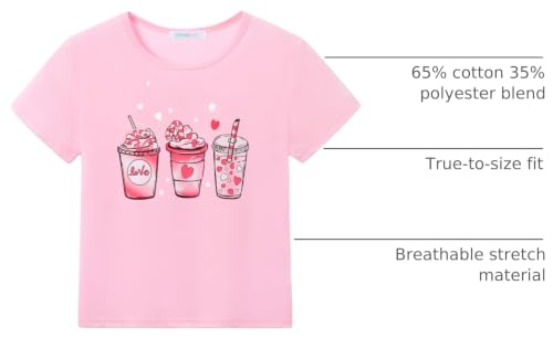 Image of Dvenki Girls Graphic Short Sleeve Crewneck T-Shirt Sizes 6-18 | breathable soft cotton blend, cute graphic prints, summer little and big girls tee, ideal casual wear for school, daily