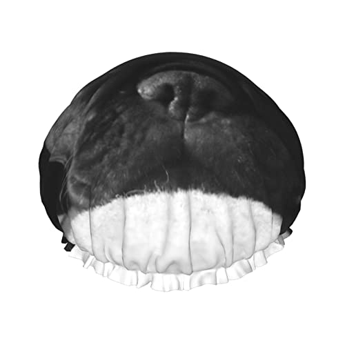 Duschhaube mit französischer Bulldogge-Aufdruck für Damen, wiederverwendbar, doppellagige Stoff-Duschhauben, Haarkappen für Mädchen