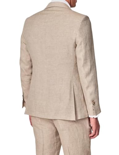Men's Linen Suits Slim Fit 3 Piece One Button Business Wedding Tuxedo Blazer Jacket Pants Set3