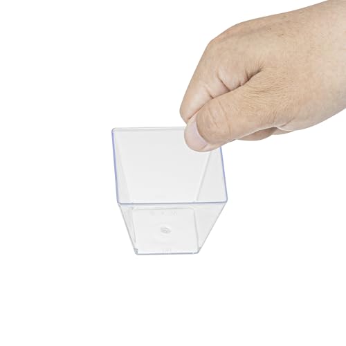 Restaurantware-4 Ounce Mini Kova Cups, 100 Square Small Appetizer Cups - Durable, Disposable, Clear Plastic Parfait Cup, Serve Mousse, Puddings, Or Samples, For Weddings Or Parties by Restaurantware - Image 7