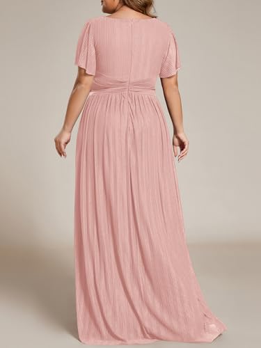 Image of Ever-Pretty Women's Plus Size Glitter Formal Dresses for Curvy Women A Line V Neck Gala Mother of Bride Dress Evening Gown