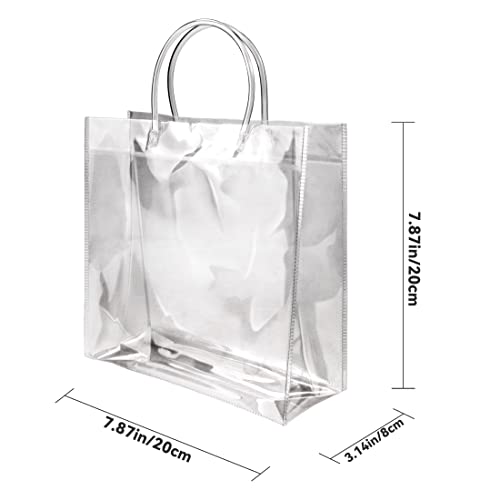 Badenbach 16 Pcs Clear Plastic Gift Bags With Handle,Reusable Transparent Pvc Plastic Gift Wrap Tote Bag For Shopping Retail Merchandise Boutique Wedding Birthday Baby Shower Party Favor (7.87" X 7.87" X 3.15") #TOP1