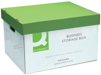 Q-Connect Business Storage Box 335x400x250mm Green and White (Pack of 10)