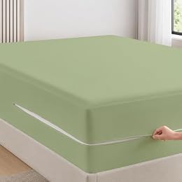 Peace Sleep Bedding Zipper Fitted Sheet, Queen Size, 12" Deep, Sage